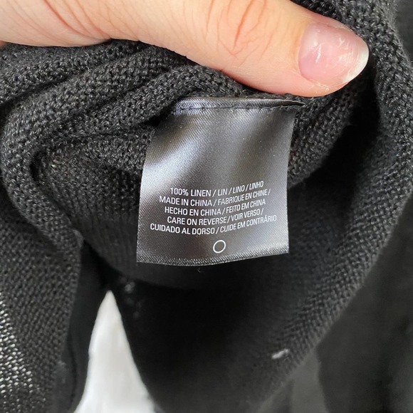 Elie Tahari | Black Linen Cardigan Ruffle Front - Picture 6 of 7